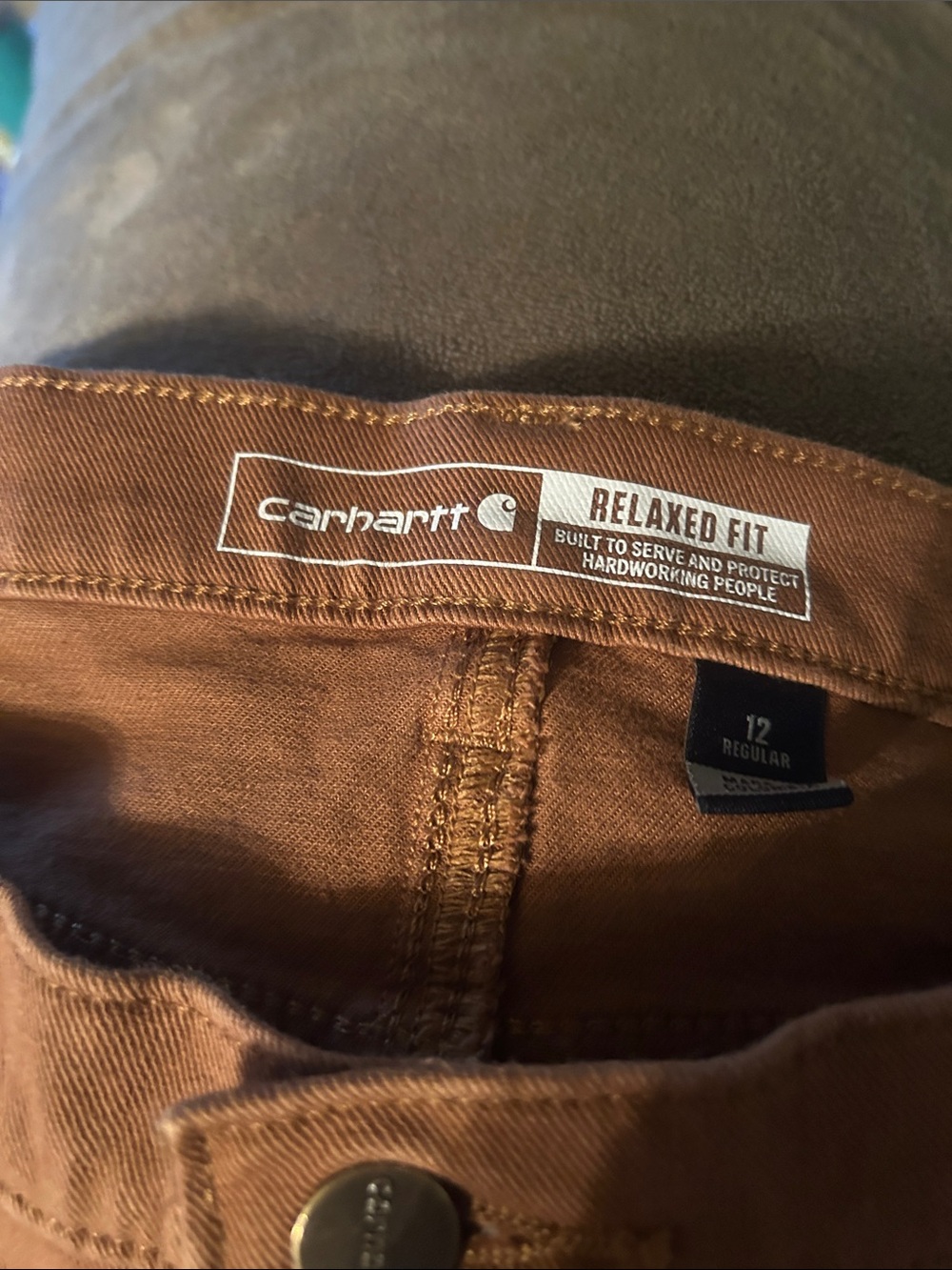 Carhartt Brown Relaxed Women’s Jeans with Logo Patch - Picture 2 of 7